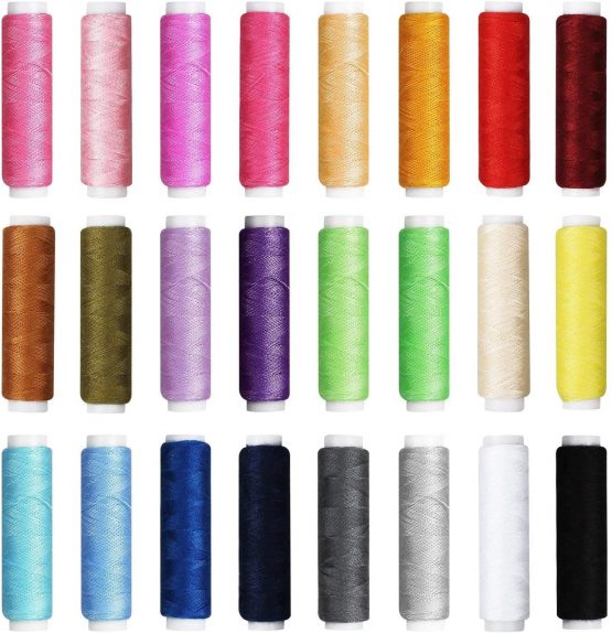 JUNING Sewing Kit with Case, 130 pcs Sewing Supplies for Home Travel and Emergency, Kids Machine, Contains 24 Spools of Thread of 100m, Mending and Sewing Needles, Scissors, Thimble, Tape Measure etc - Image 3