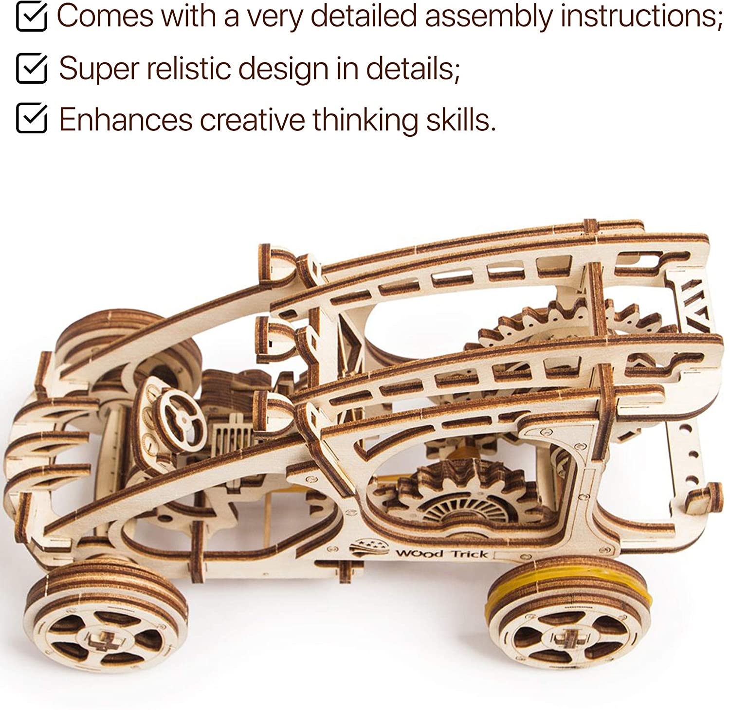 Wood Trick Dune Buggy Toy Car Mini, Wooden Dune Buggy Model Kit Mechanical Model to Build, Wooden Car Toys, 3D Wooden Puzzle - Image 4
