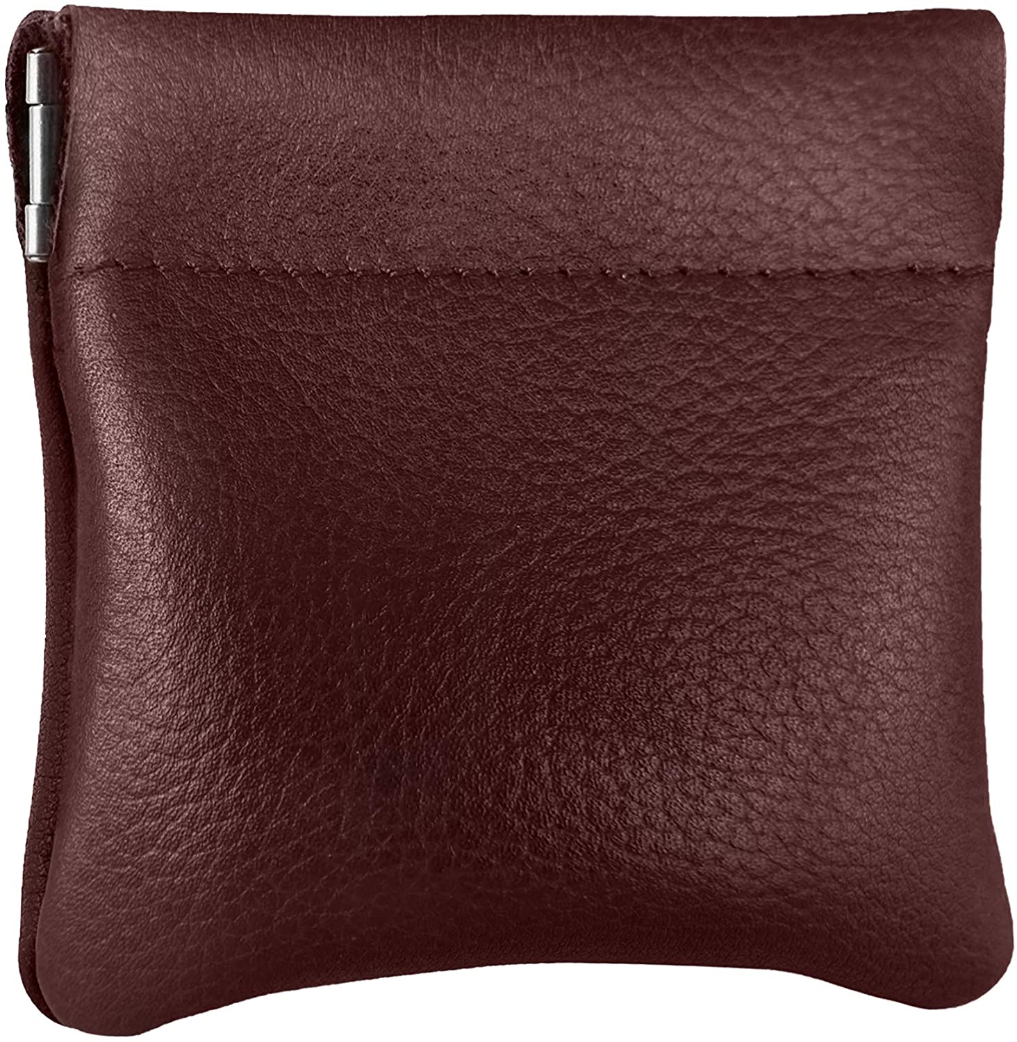 Nabob Leather Unisex adult Genuine Leather Squeeze Made IN U.S.A Change Holder Coin Purse, Medium Size 3.5 X 3.5, Burgundy