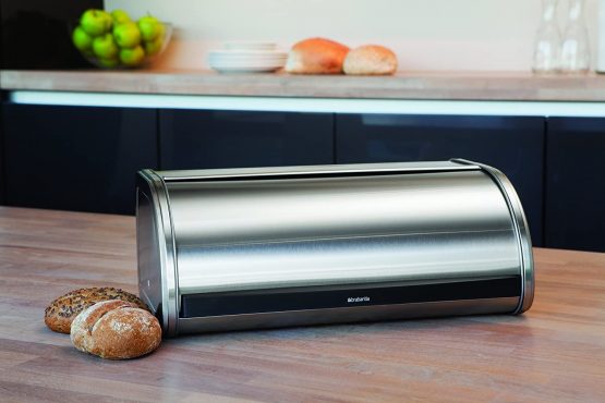 Brabantia Roll Top Bread Bin (Matt Steel) Large Front Opening Flat Top Bread Box, Fits 2 Loaves - Image 2