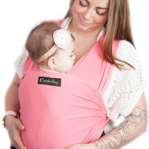 CuddleBug Baby Wrap Sling + Carrier - Newborns & Toddlers up to 36 lbs - Hands Free - Gentle, Stretch Fabric - Ideal for Baby Showers - One Size Fits All (Pink)