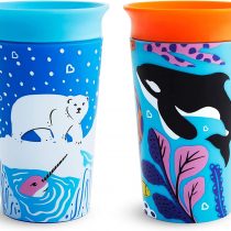 Munchkin Miracle 360 WildLove Sippy Cup, 9 oz / 266 ml, 2 Pack, Polar Bear/Orca