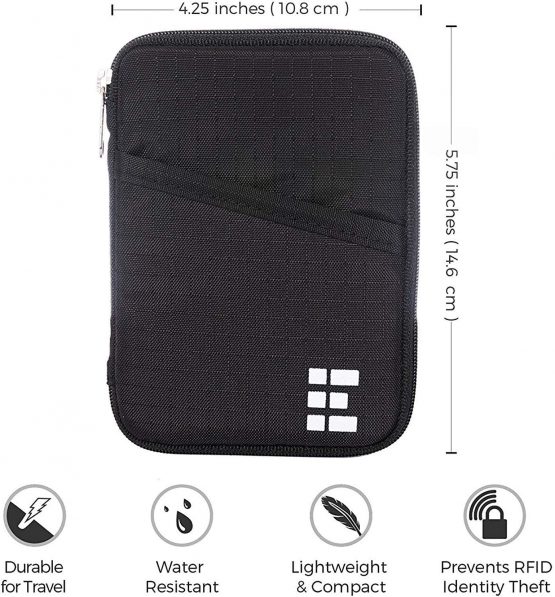 Zero Grid Passport Wallet - Travel Document Holder with RFID Blocking One Size Midnight - Image 2