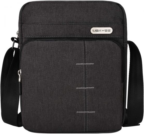 UBAYEE Small Man Shoulder Bag with Multi Compartments (Fits 8.5 Inch Tablet, iPad Mini), 22 cm, Black