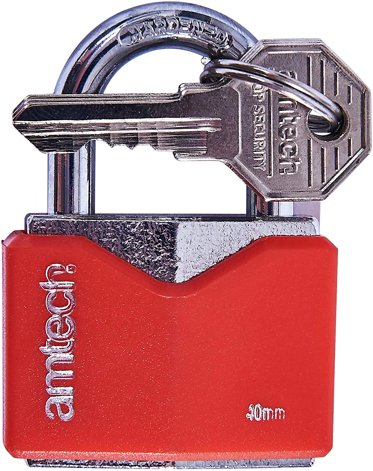 Amtech T0704 40mm Rhombic Chrome Plated Iron Padlock, Red