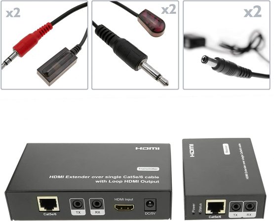 BeMatik HDMI Extender Full HD 1080p over Cat.5e Cat.6 50m Ethernet Cable - Tx and Rx (HB034) - Image 2