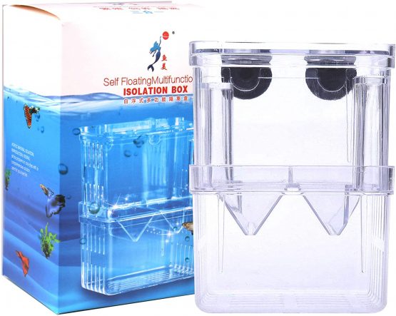 Tiberham Fish Breeding Box, Acrylic Floating Fish Hatchery Isolation Box, Double Layer Fry Hatching Incubator Breeding Rearing Trap, Aquarium Tank Fish Parenting Container Divider with Suction Cups