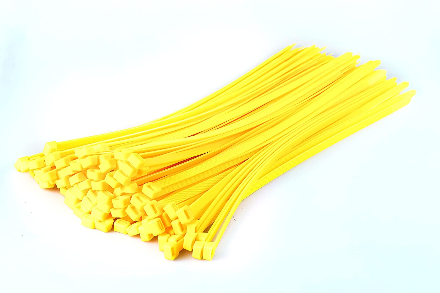 Gocableties Heavy Duty Long Yellow Cable Ties, 370mm x 7.6mm, Pack of 100, Premium Nylon Zip Ties, Plastic Tie Wraps