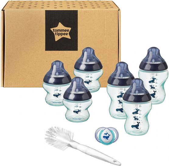 Tommee Tippee Closer to Nature® Newborn Baby Bottle Starter Set, Breast-Like Teats with Anti-Colic Valve, Neutral Whale Decoration - Image 3