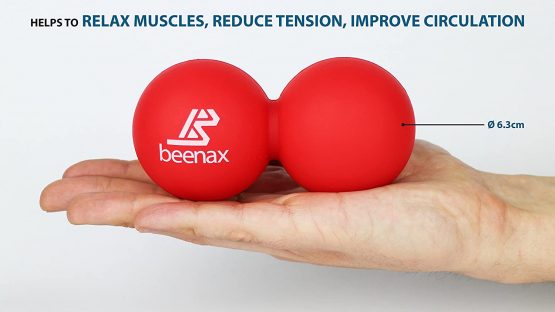 Beenax Peanut Massage Ball - Double Lacrosse Ball - Perfect for Trigger Point Therapy, Myofascial Release, Deep Tissue Massage, Yoga - Designed to Relieve Stress and Relax Tight Muscles (Red) - Image 2