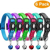 Cat Collar Safety Adjustable VACNITE Cat Collar with Bell Reflective Strap Safety Quick Release Buckle Suitable for Cats and Small Dogs (Pack Of 6)