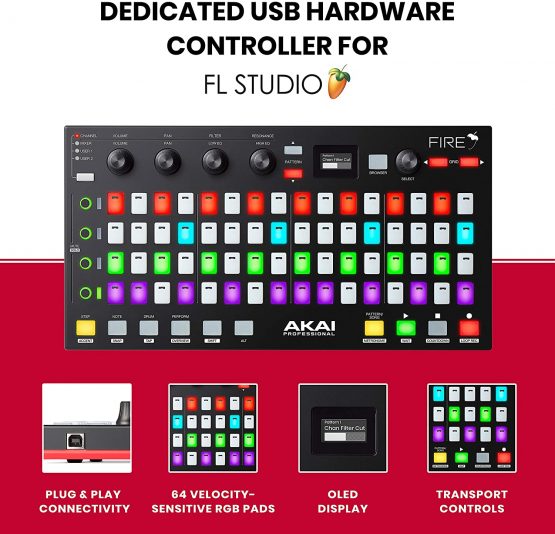 AKAI Professional Fire (Controller Only) - USB MIDI Controller for FL Studio with 64 pad RGB Clip/ Drum Pad Matrix - Image 2