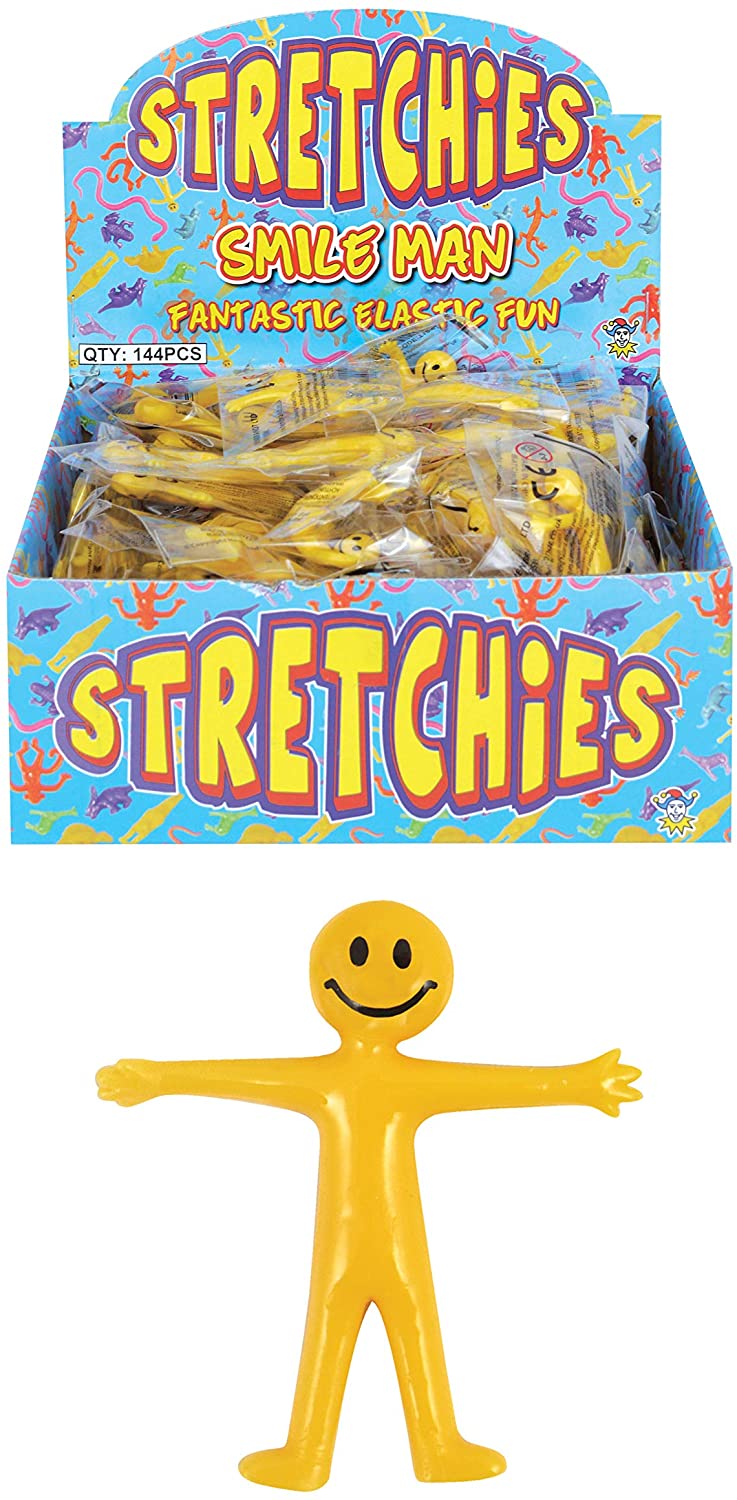 HENBRANDT 8 x Stretchy Smile Men Yellow Stretch Stretchies Kids Party Favour Loot Bag Filler Lucky Dip for Boys and Girls
