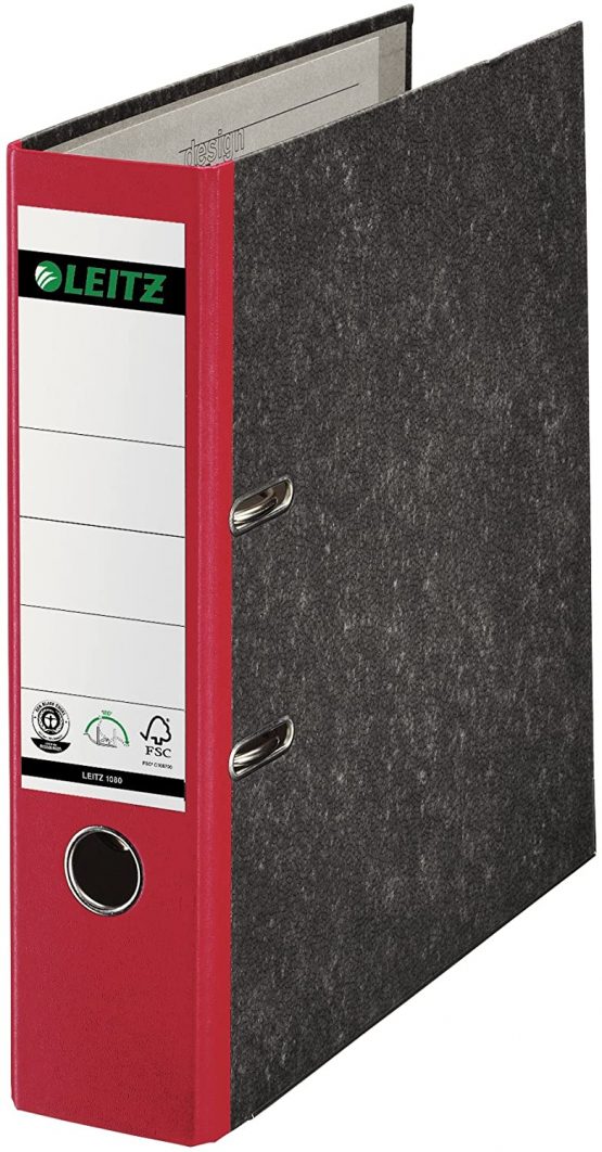 Leitz Lever Arch File, Red, Cardboard A4, 8 cm spine, 10800025