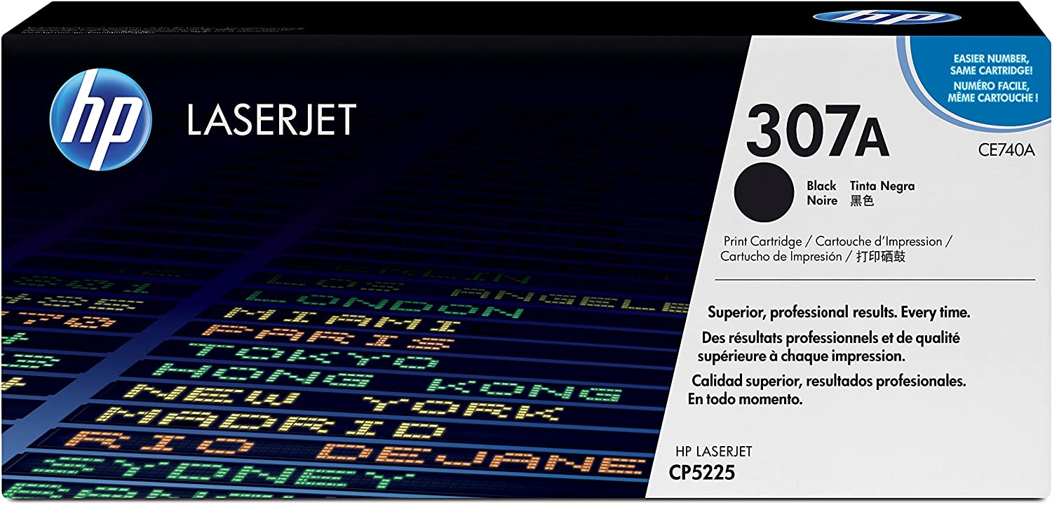 HP CE740A 307A Original LaserJet Toner Cartridge, Black, Single Pack, Standard