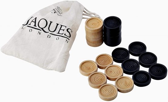 Jaques of London Draughts Pieces | Draughts Set in a Drawstring Bag | Quality Stackable Checkers Pieces for Playing with your Draughts Board Game | Since 1795 - Image 3