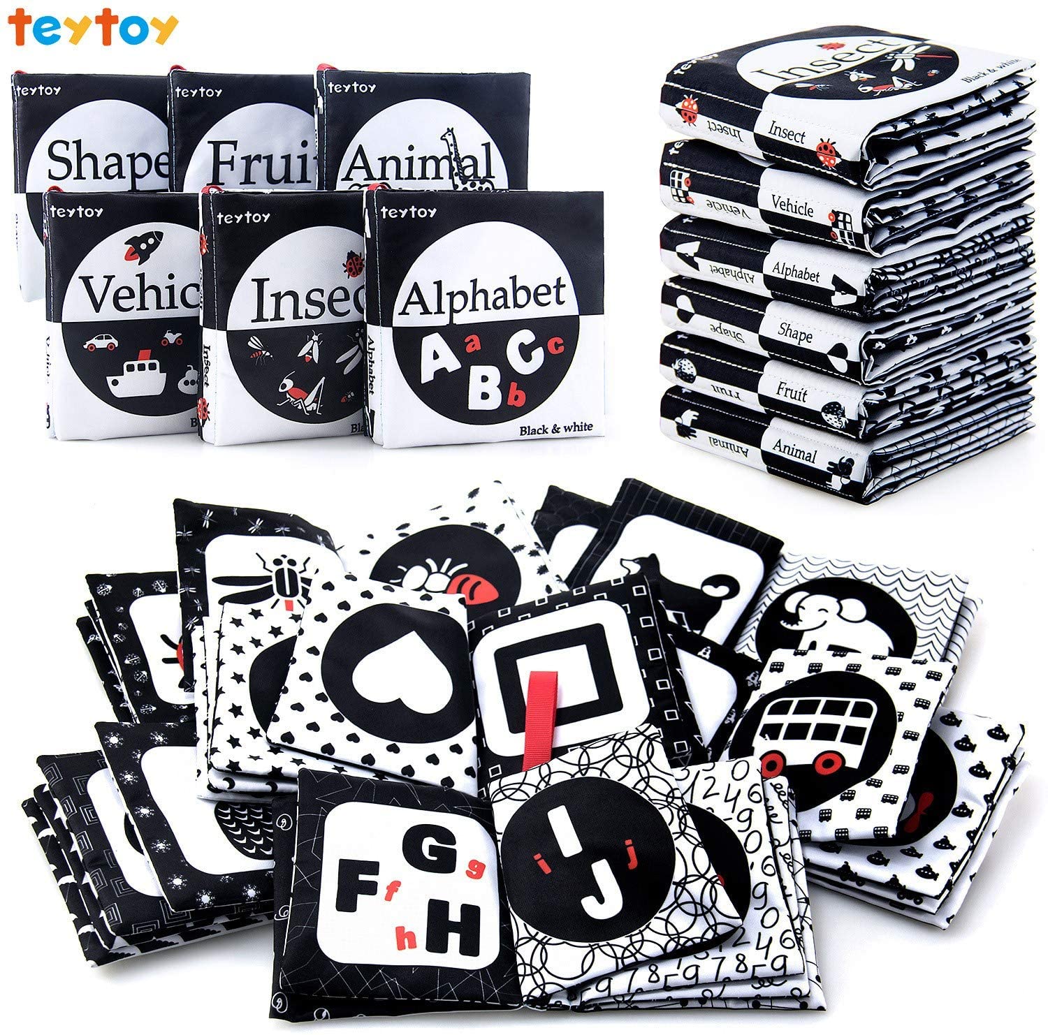 teytoy Black and White Baby Book Baby Sensory Toys High Contrast Sensory Books First Book Newborn Toys Early Educational Baby Books 0-6 Months Newborn Baby Gifts