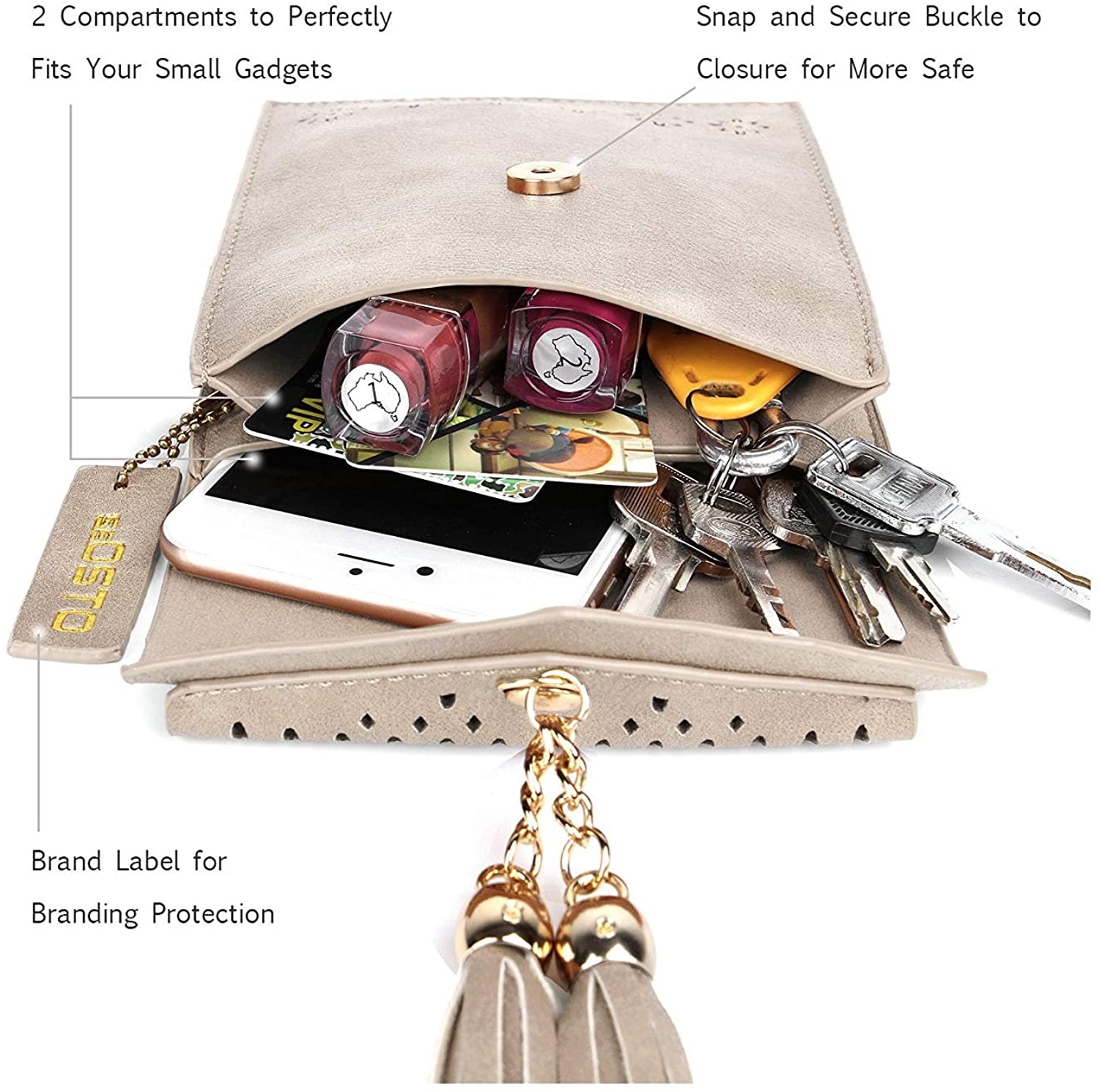 seOSTO Holiday Crossbody Bag Women Small Shoulder Bag, Ladies Small Crossbody Bag for Women with Tassel Long Shoulder Strap - Image 4