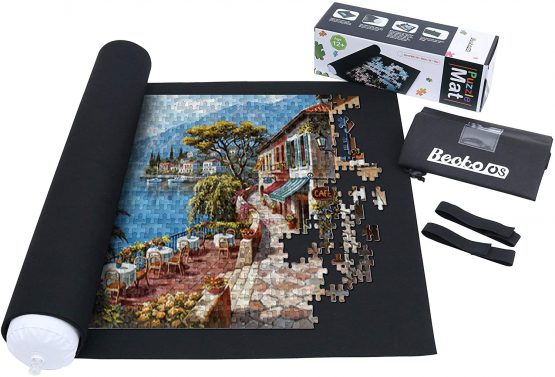 Becko Puzzle Roll Jigsaw Storage Felt Mat, Jigroll Up To 1,500 Pieces, Environmental Friendly Material for Jigsaw Puzzle Player, Box With Drawstring Storage Bag