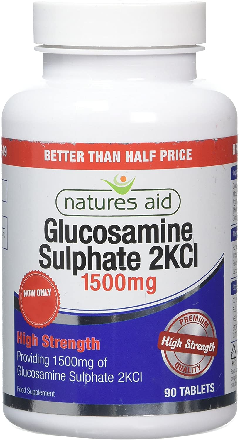 Natures Aid Glucosamine Sulphate 1500mg 90 Tablets, High Strength, Salt-Free, Supports Joint Health, Mobility, Flexibility