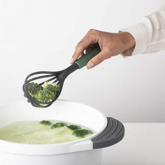 Brabantia Tasty+ Bake & Mix - Whisk with Draining Spoon for Stirring, Beating, Frothing, Mixing (Honey Yellow) Non-Stick, High Grade Nylon, Dishwasher Safe - Image 4