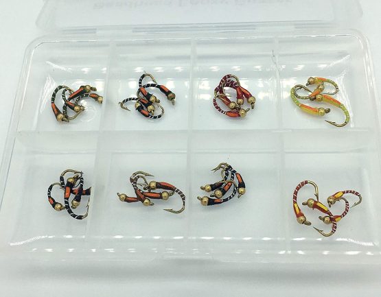 Fly Fishing 32 Beadhead Epoxy Buzzers + FREE FLY BOX Size 10-14 Trout Flies UK #DR1