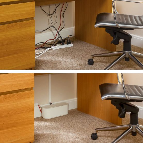 D-Line Cable Tidy Box, Hide and Conceal Extension Blocks and Electrical Cables, Fully Safety Tested Cable Management Solution, Made from Robust Electrically-Safe ABS Material - Small, White - Image 4
