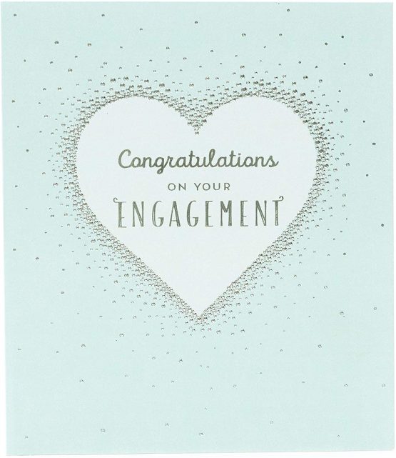 UK Greetings Engagement Card - Congratulations Engagement Card - Silver Foil Heart Design, Ukg