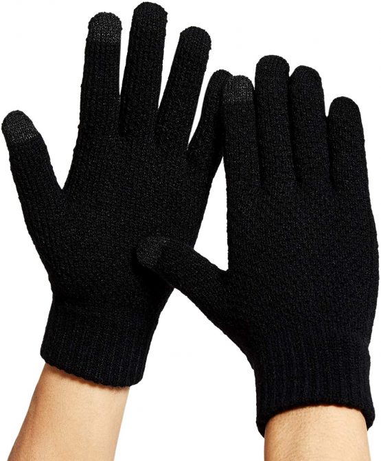 DOVAVA Mens Touchscreen Gloves Knit Thermal Winter Sports Gloves One Size Fit All Soft Lining Inside
