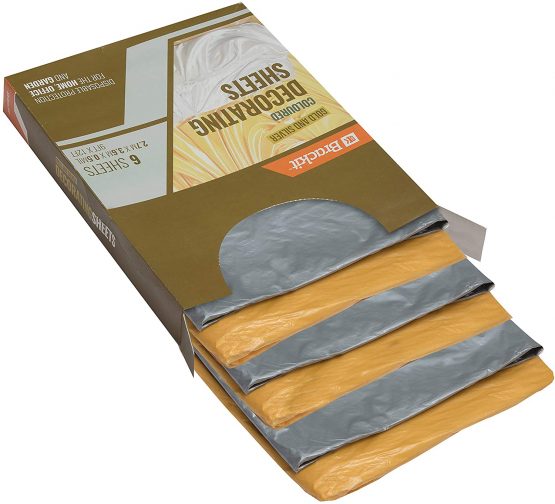 Brackit Premium Lightweight Disposable Gold & Silver Coloured Dust Sheets - 6-Pack 3.6m x 2.7m (12x9ft) - Polythene Dustproof Waterproof Sheets