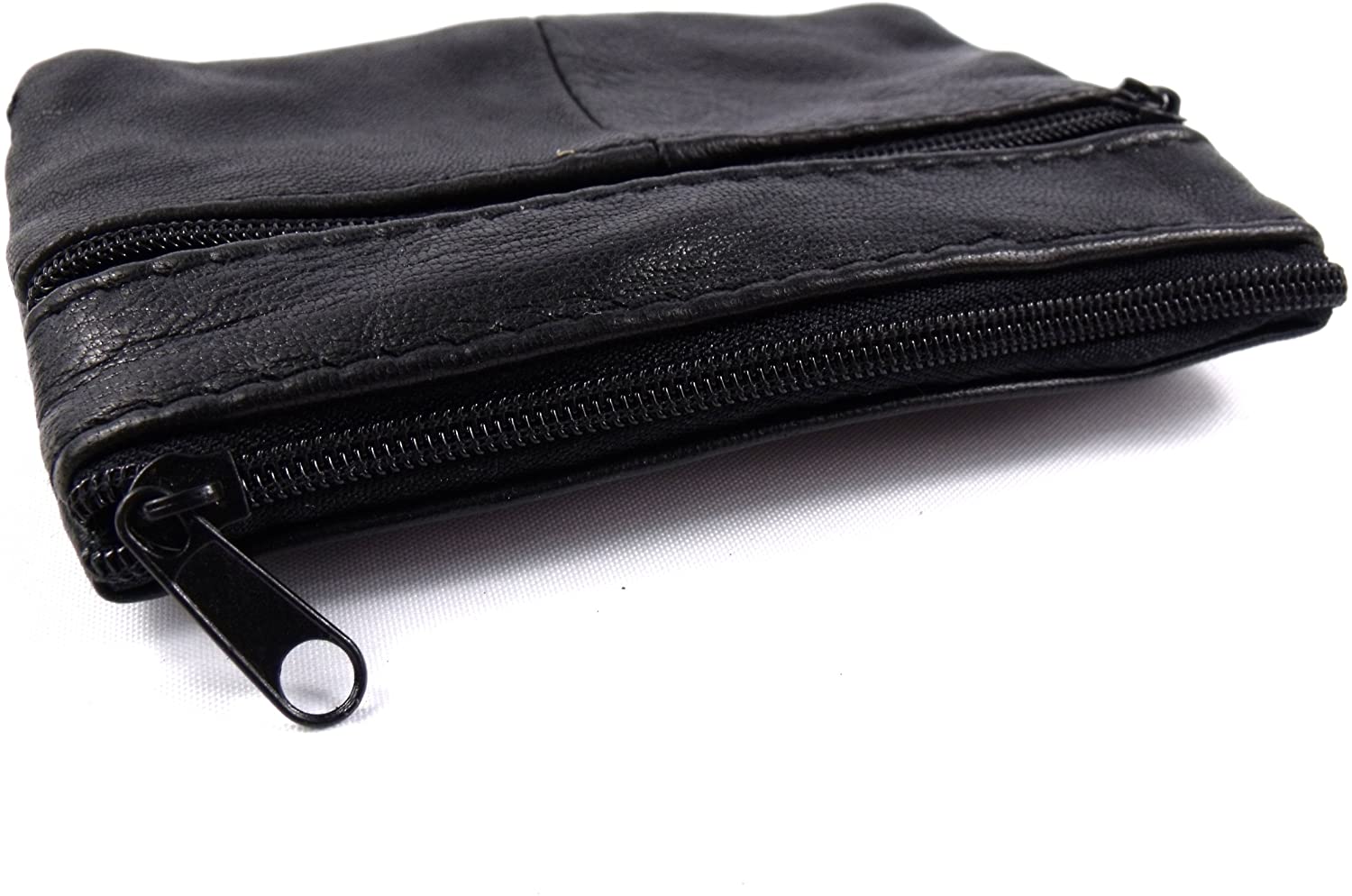 Unisex Soft Black Genuine Leather Coin Pouch, 11cm 8.5cm - Image 3
