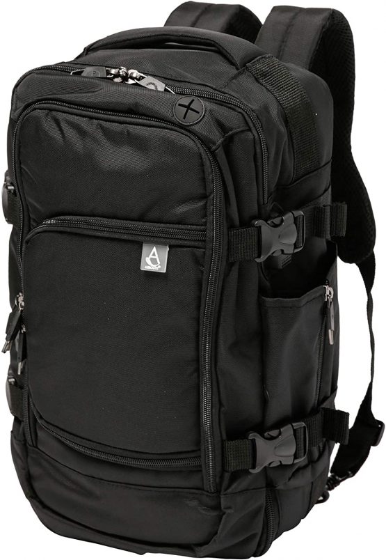 40x20x25 New and Improved 2021 Aerolite Ryanair Maximum Size Hand Cabin Luggage Approved Travel Carry On Holdall Shoulder Bag Backpack Rucksack Flight Bag with YKK Zippers, 40x25x20, Black