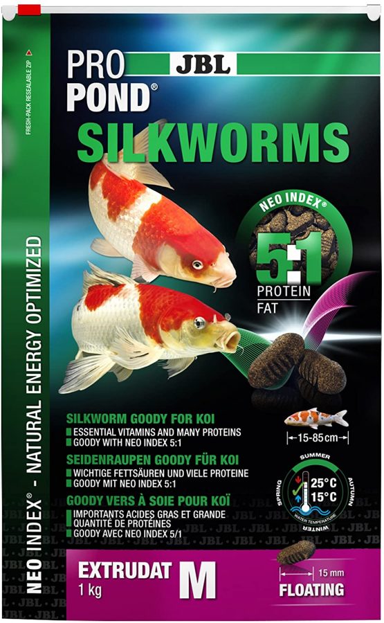 JBL Silkworms for Koi, Floating Treats, Delicacies, ProPond Silkworms, Size M, 0.34 kg - Image 2