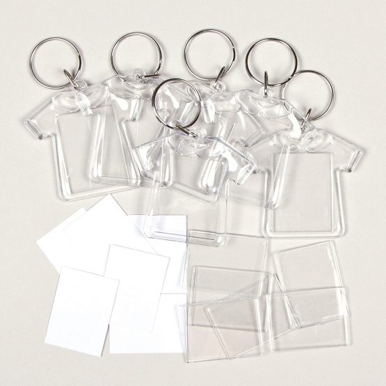 Baker Ross ET1242 Design Your Own T-shirt keyring (Pack Of 6) For Kids To Decorate and Kids Party Bag Fillers, White, 5cm - Image 3