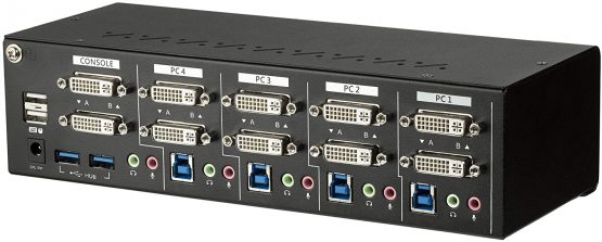 StarTech 4 Port Dual Monitor DVI KVM Switch - Dual Screen Display Compact USB KVM Switch with Integrated USB 3.0 Hub & Audio - Dual View KVM - Dell HP Apple Lenovo - TAA Compliant (SV431DD2DU3A) - Image 2
