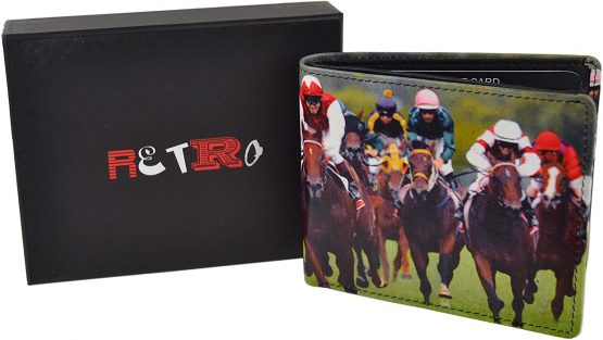 Mens Leather Horse Racing Bi-Fold Wallet by Retro Gift Box Grand National - Image 2
