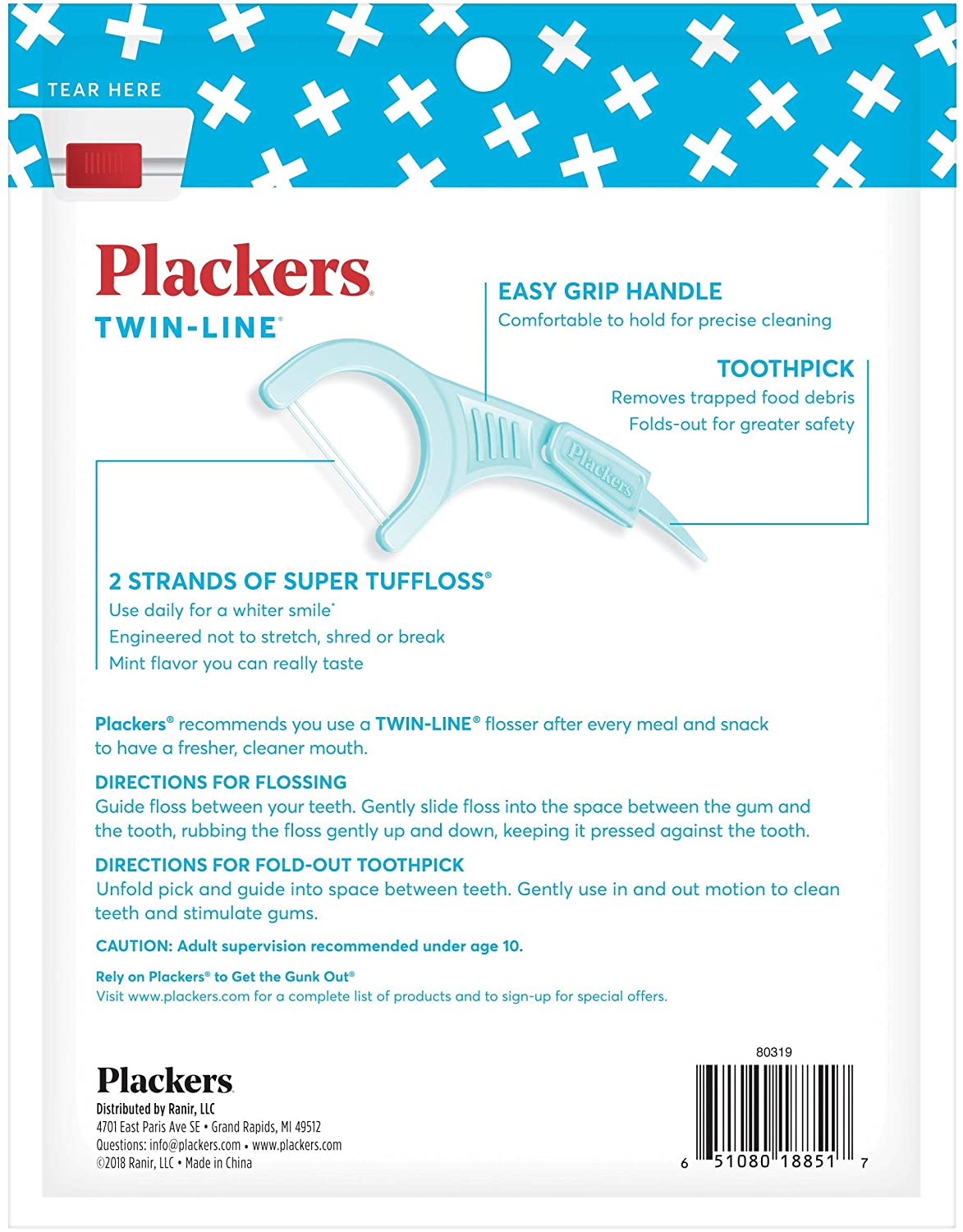 Plackers, Twin-Line, Dental Flossers, Value Size, Cool Mint, 1 x 150 Count, B008ll55zk, 1 count (Pack of 150) - Image 2