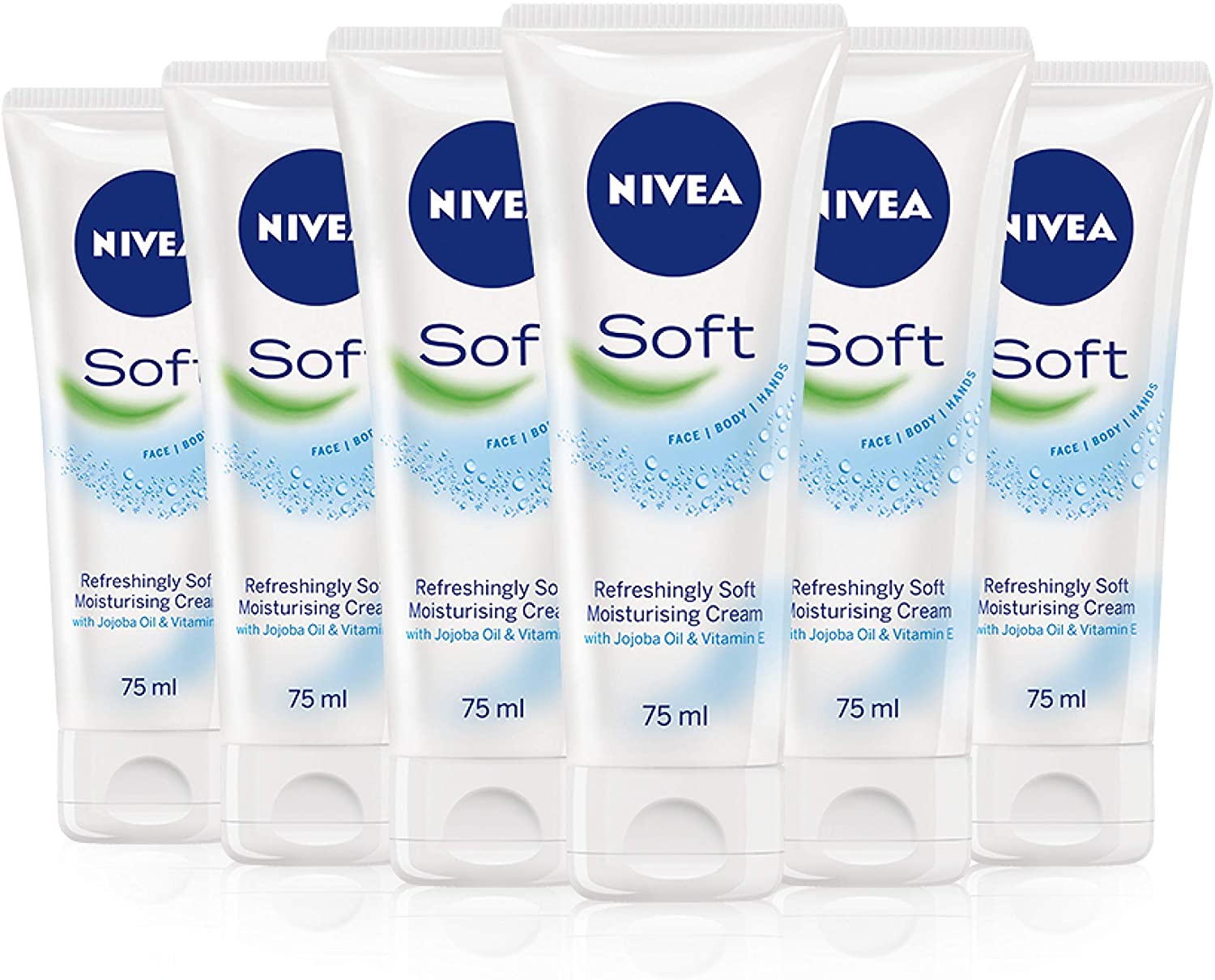 6 x NIVEAÂ Soft Refreshingly Soft Moisturising Cream 75ml, 75 ml (Pack of 6)