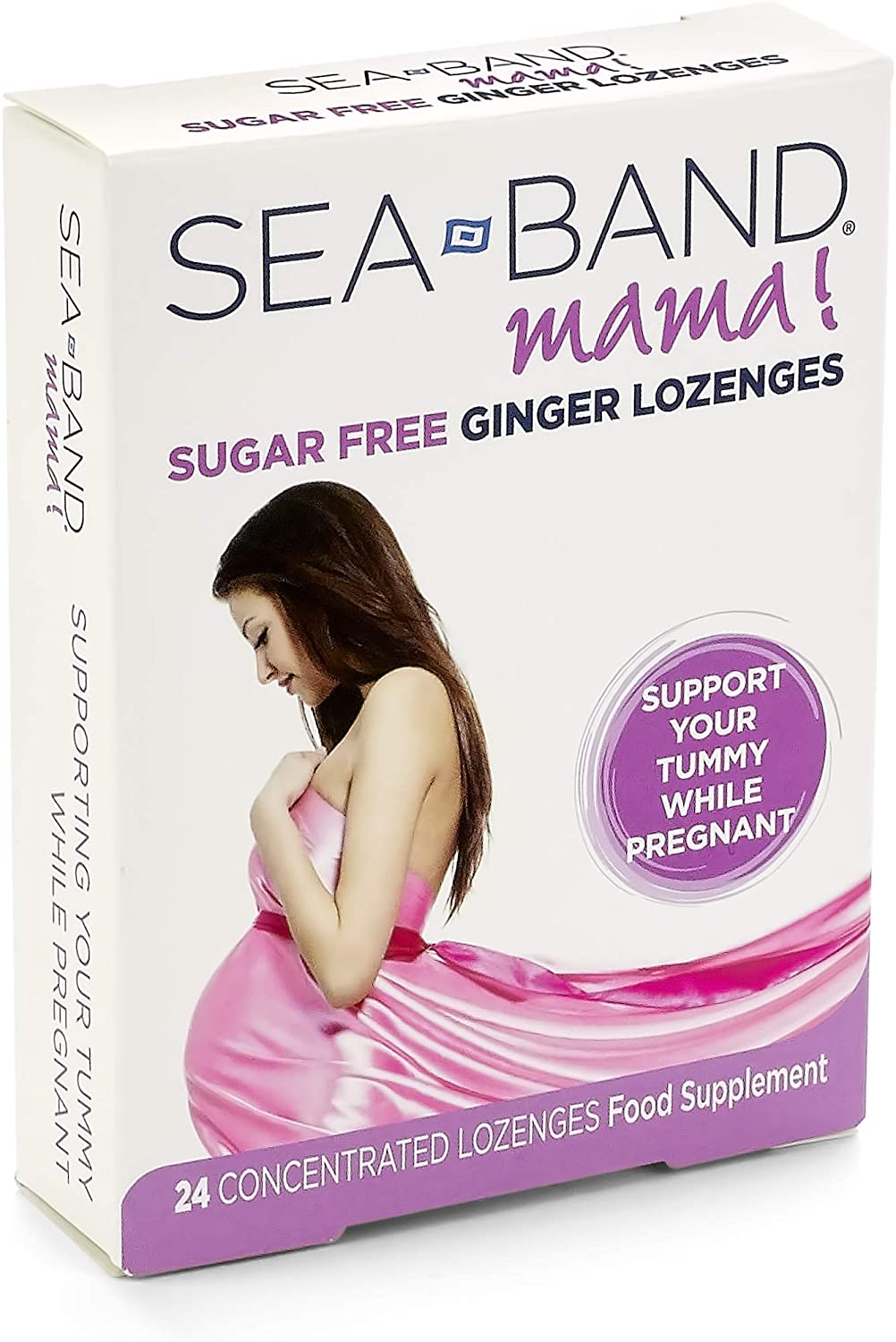 Sea-Band Mama! Morning Sickness Sugar Free Ginger Lozenges (24 Pack) for Motion Sickness and Nausea Relief while Pregnant (24 Lozenges - Image 3