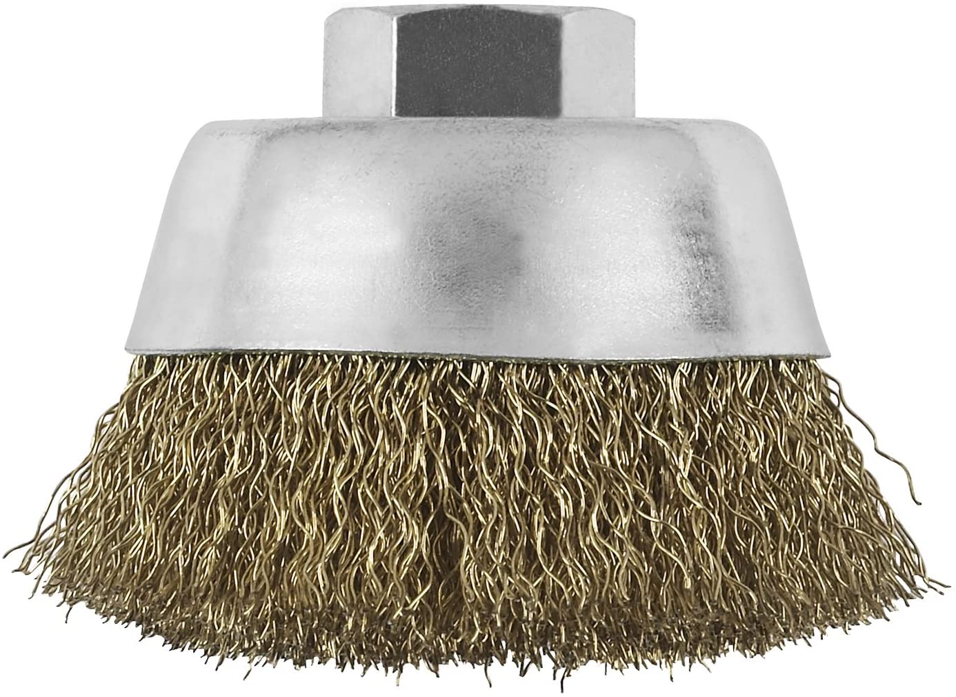 Bosch 2609256500 100mm M14 Wire Cup Brush Crimped Wire - Brass-Coated, Silber