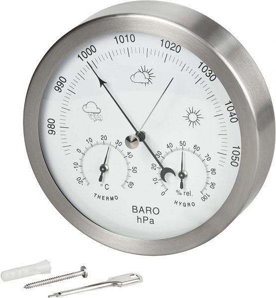 GardenMate 3 in 1 Weather Station for Indoor and Outdoor use - Barometer Thermometer Hygrometer - bimetallic with stainless steel frame - diameter 14 centimetre - Image 2