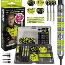 WINMAU Michael van Gerwen MvG Steeltip Gift Set - 50 Piece Darts Set with 4 sets of Shafts, 4 sets of Flights plus Accessories