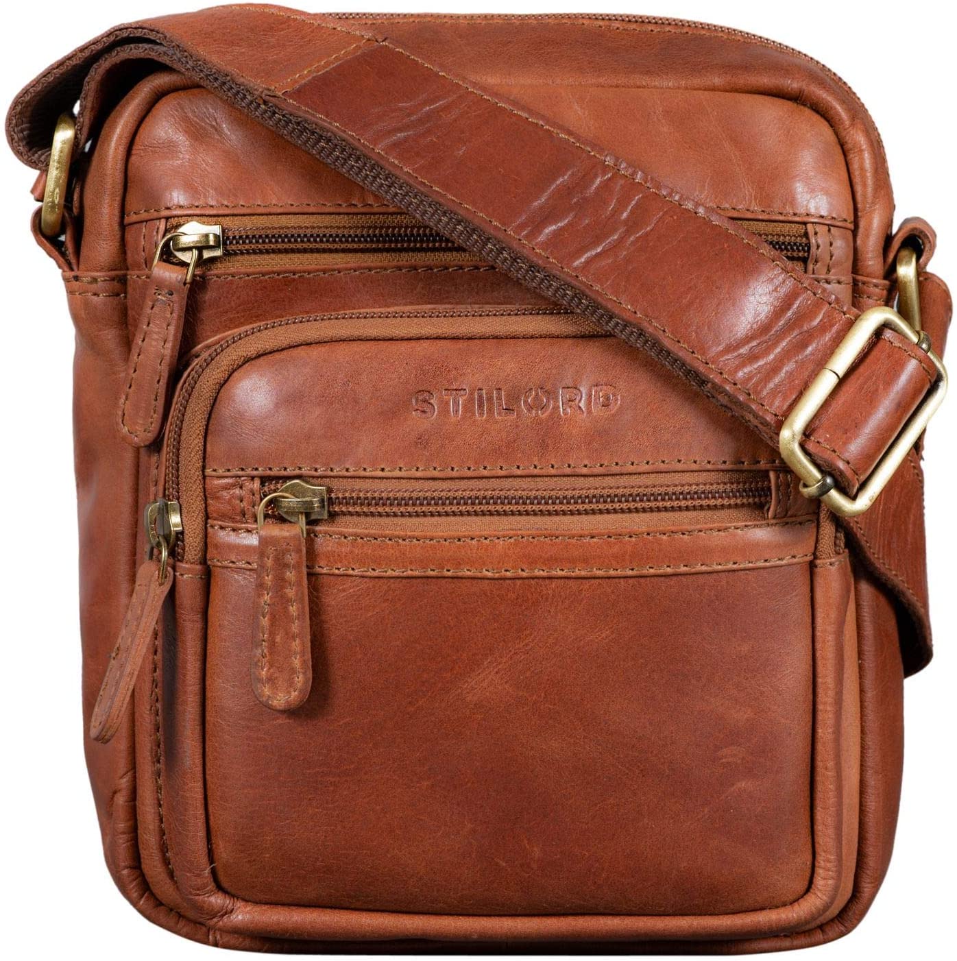 STILORD 'Fabian' Messenger Bag Leather Small 9,7' Tablet Case Cross-Body Shoulder Bag for Men and Women Vintage Everyday Spacious Genuine Leather