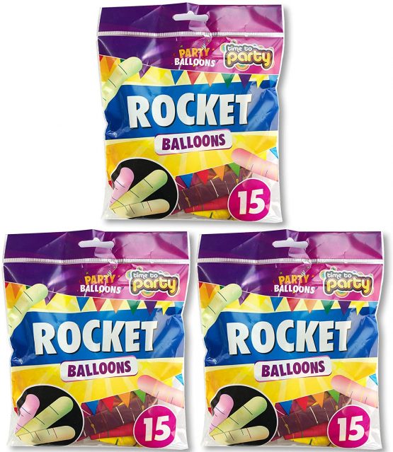 45pk Rocket Balloons-Kids Outdoor Toy | Stem Toy Rocket Birthday Balloons | Long Balloons Flying Whistling