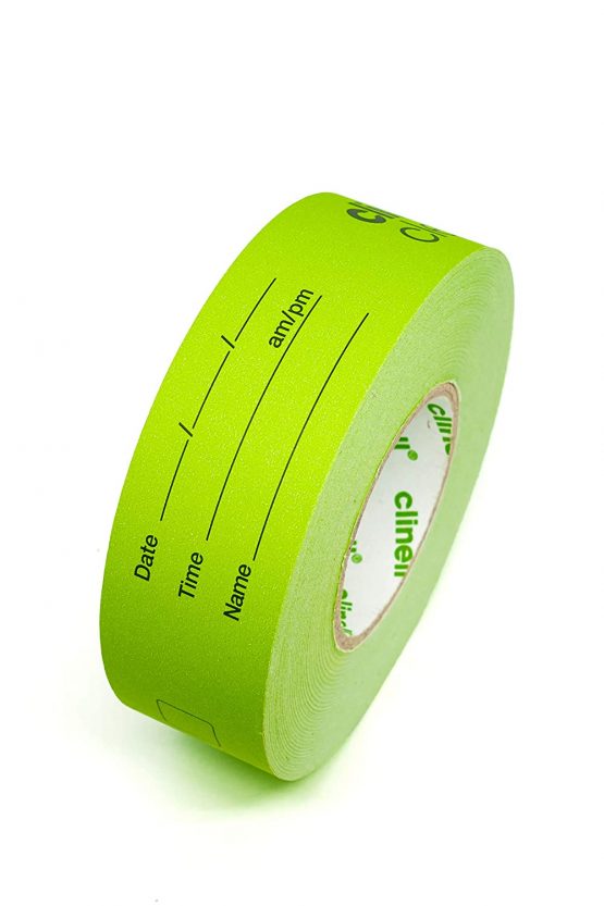 Clinell CCIT100 Indicator Tape - Sanitation Procedure Indicator Tape - 100 m Roll - Comes with Pen, No Sticky Residue - Green I Am Clean Tape - Image 3