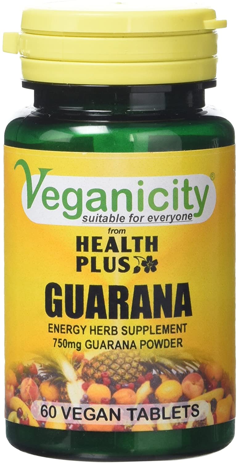 Veganicity Guarana 750mg : Energy & Focus Supplement : 60 Tablets, in a Planet-Friendly 99% Recycled Pot