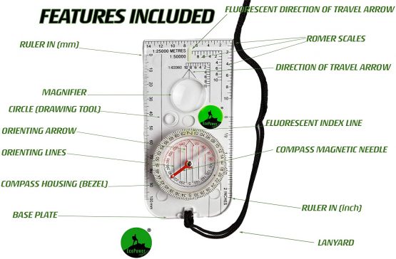 ECOPOWER SPORTS Navigation Explorer Compass For Expedition & Orienteering Perfect For Mountaineering or Hiking. Baseplate Liquid Filled, With Romer Scales & Lanyard. - Image 2