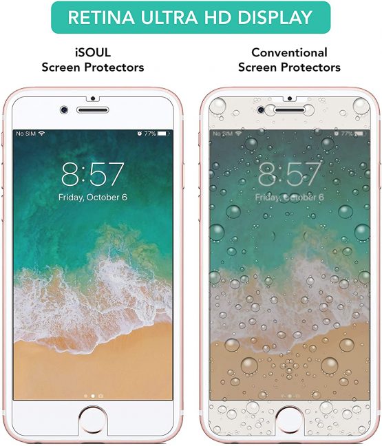 [2 Pack] Screen Protector for Apple iPhone 6 / 6S, iPhone 7/8, iPhone SE 2020 Tempered Glass Film 9h HD iSOUL, 0.26mm Premium Shatterproof Protection 4.7"Inch [Easy Installation] [Bubblefree] - Image 4