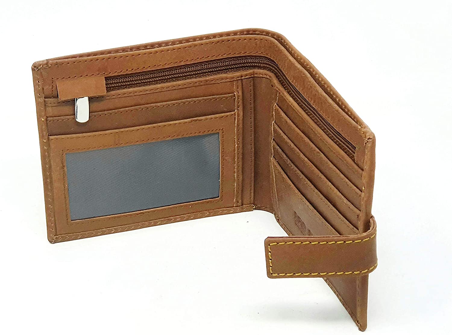 STARHIDE RFID Blocking Leather Wallet, Slim Bifold with ID Window, Multiple Card Slots, Zip Cash Pocket - Image 3