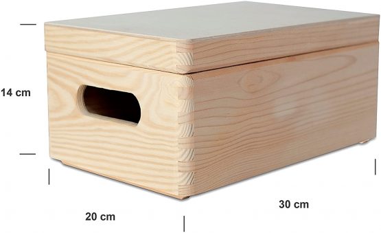 Creative Deco Large Plain Wooden Box Storage | 30 x 20 x 14 cm (+/1 cm) | with Lid & Handles | Unpainted Gift Box for Tool Dog Toy Shoes Clothes Kitchen Storage | ROUGH & UNSANDED Wood Keepsake Chest - Image 3